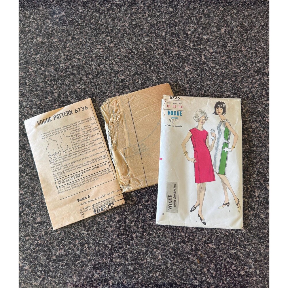 1960s Vogue Sewing Pattern Young Fashionables 6736 Evening Dress Cut & Complete